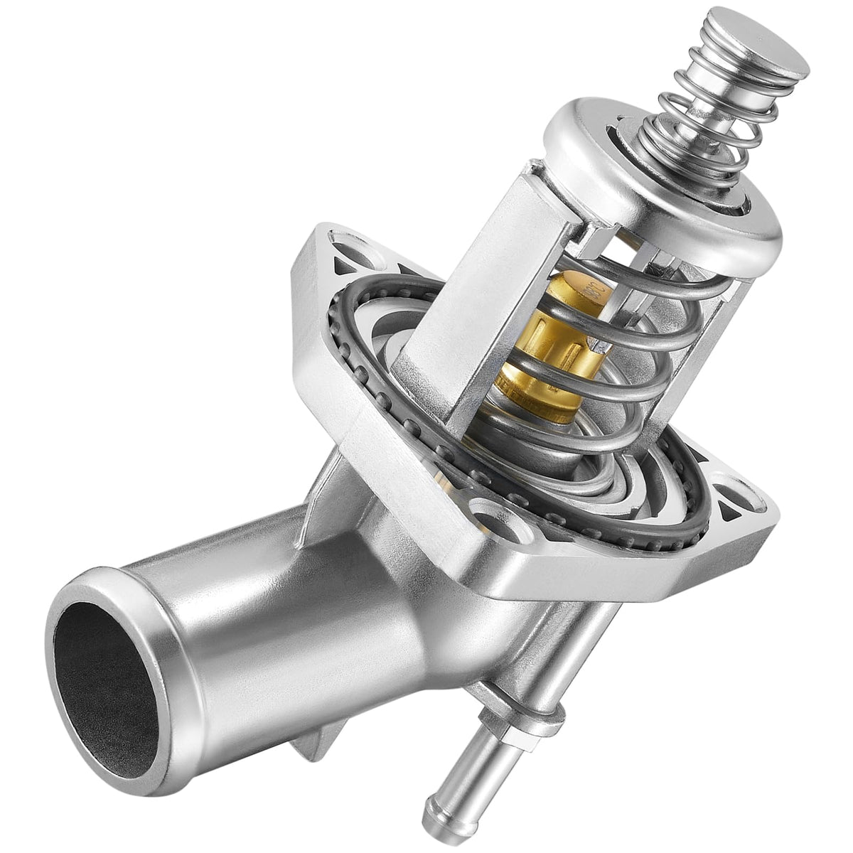 BDFHYK 902-2090 aluminium thermostat housing close-up showing durable construction for engine cooling.
