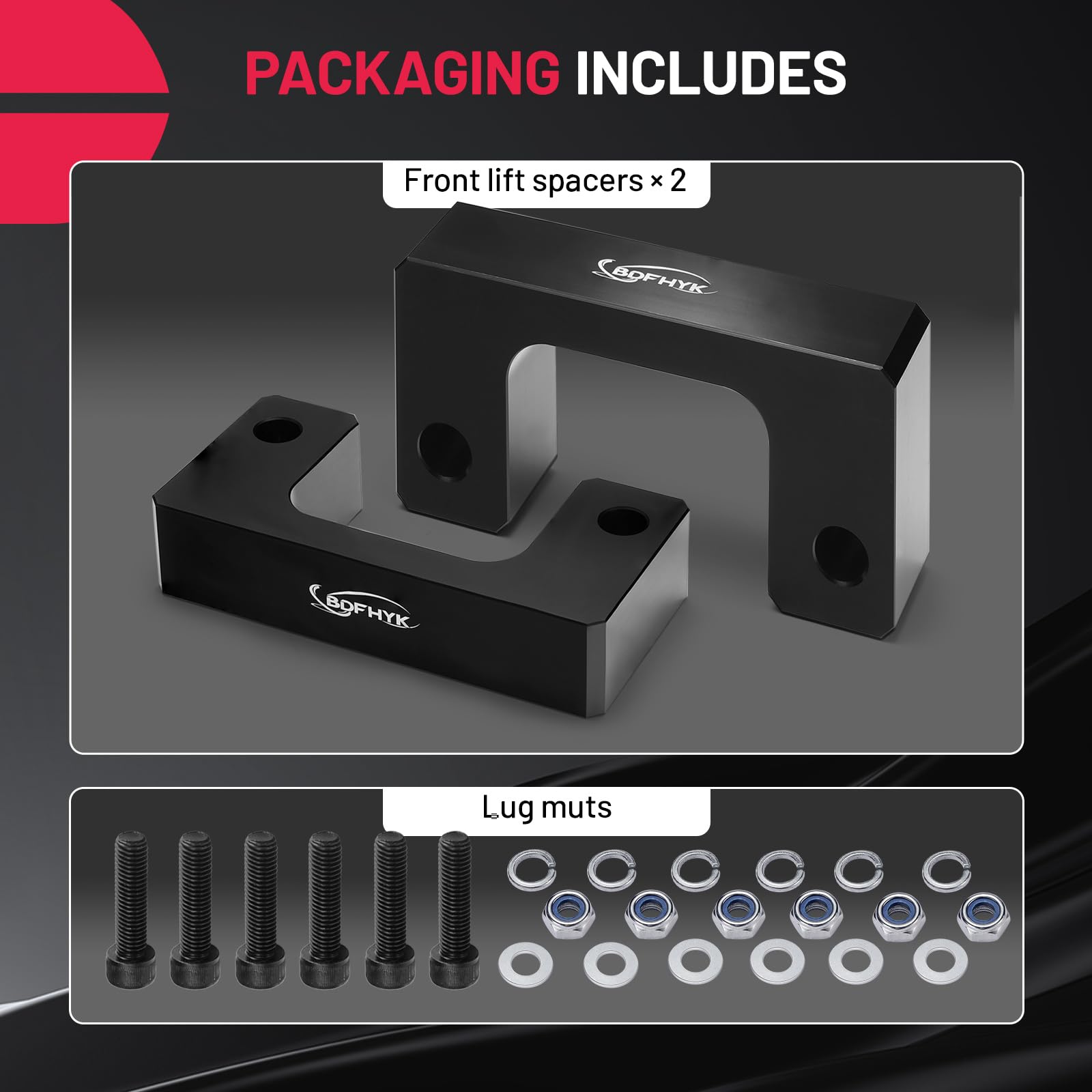 BDFHYK aluminum strut spacers 6061-T6 for durable, corrosion-resistant lift.