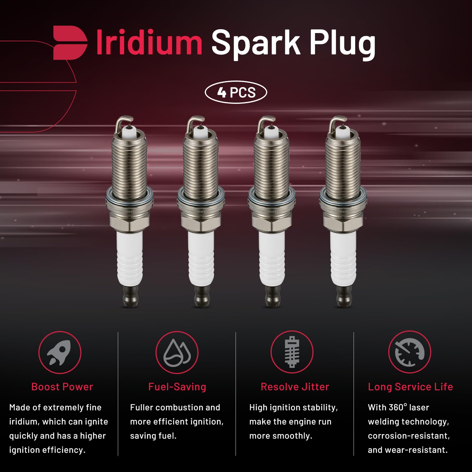 BDFHYK AP5325 iridium spark plug Cherokee close-up with ceramic insulator