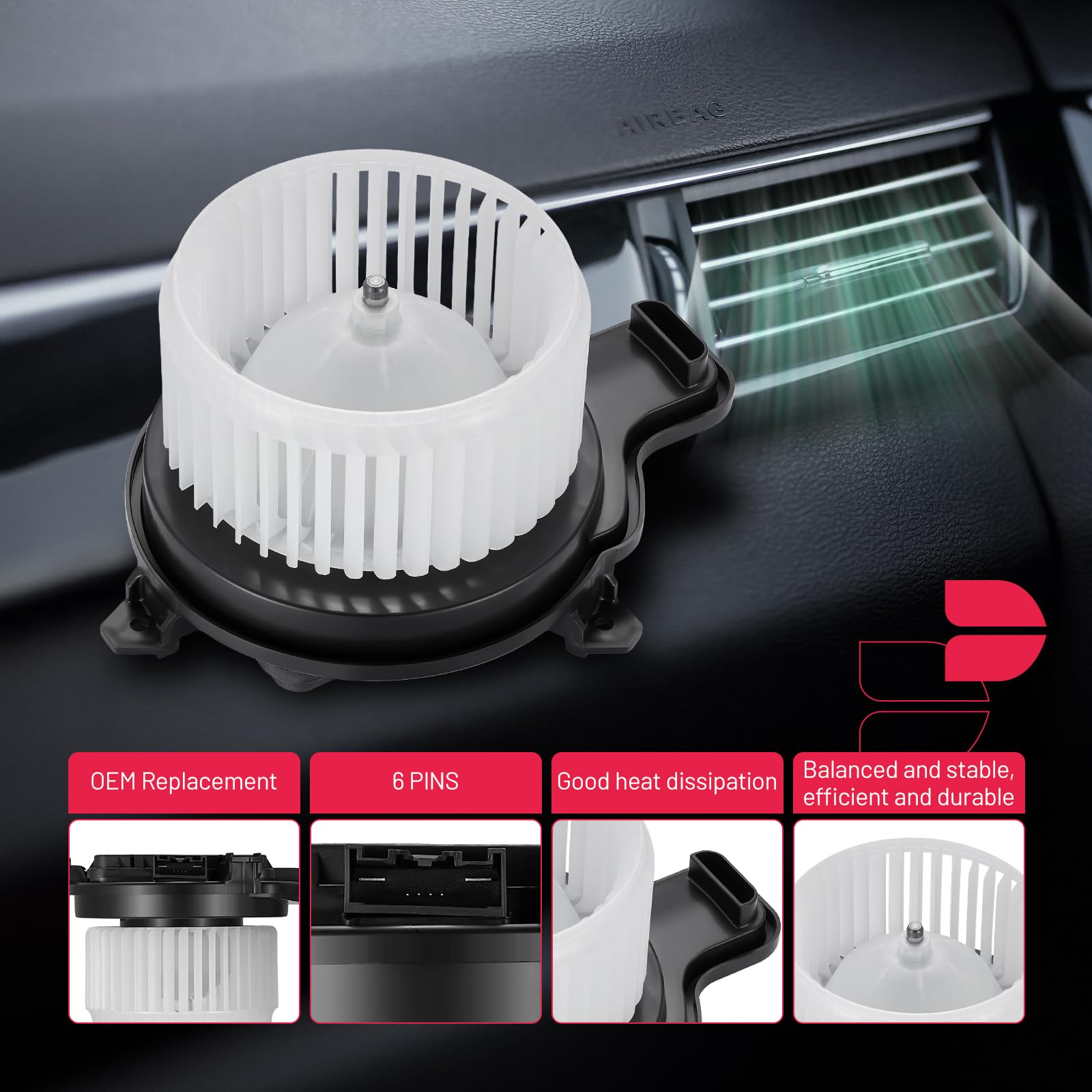 BDFHYK motor impeller detail reveals precision balance for quiet operation.