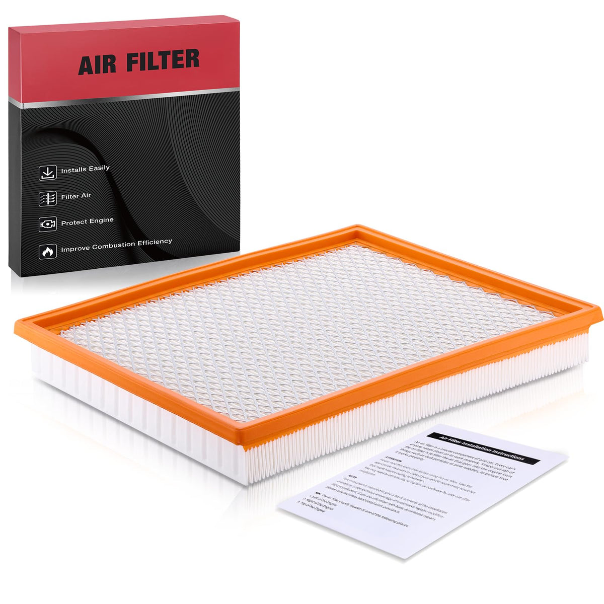 BDFHYK CA7440 engine air filter front view showing compatible Nissan and Jeep applications for cleaner air