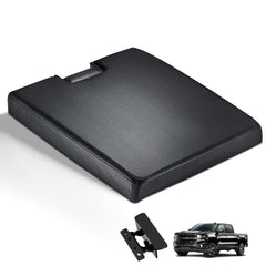 BDFHYK center console lid close-up showing microfiber leather and reinforced edge for Chevy Avalanche