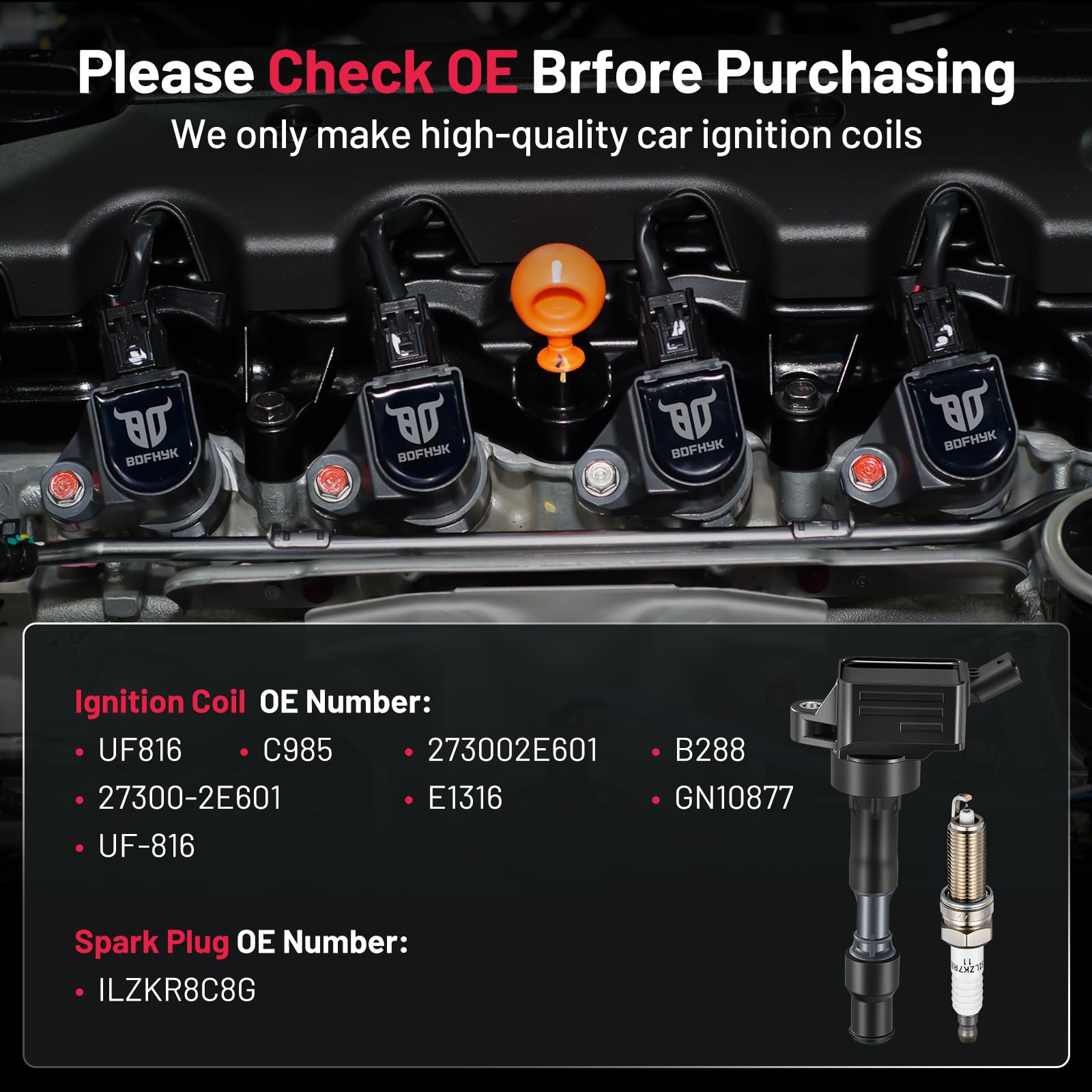Installed BDFHYK ignition coil and spark plug bundle in engine bay