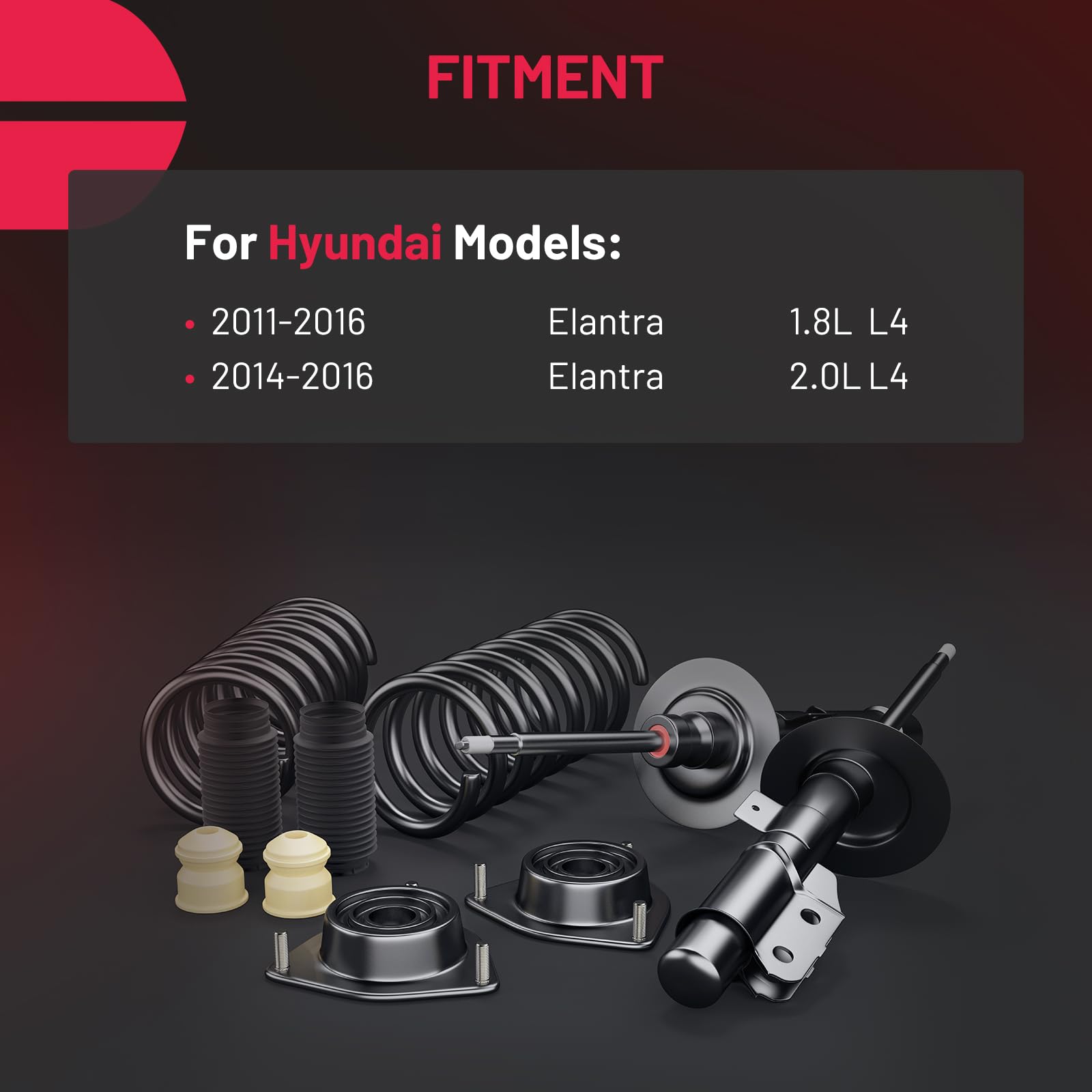 BDFHYK Elantra front shock assembly shown during installation