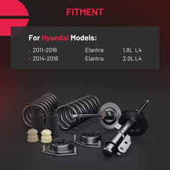 BDFHYK Elantra front shock assembly shown during installation