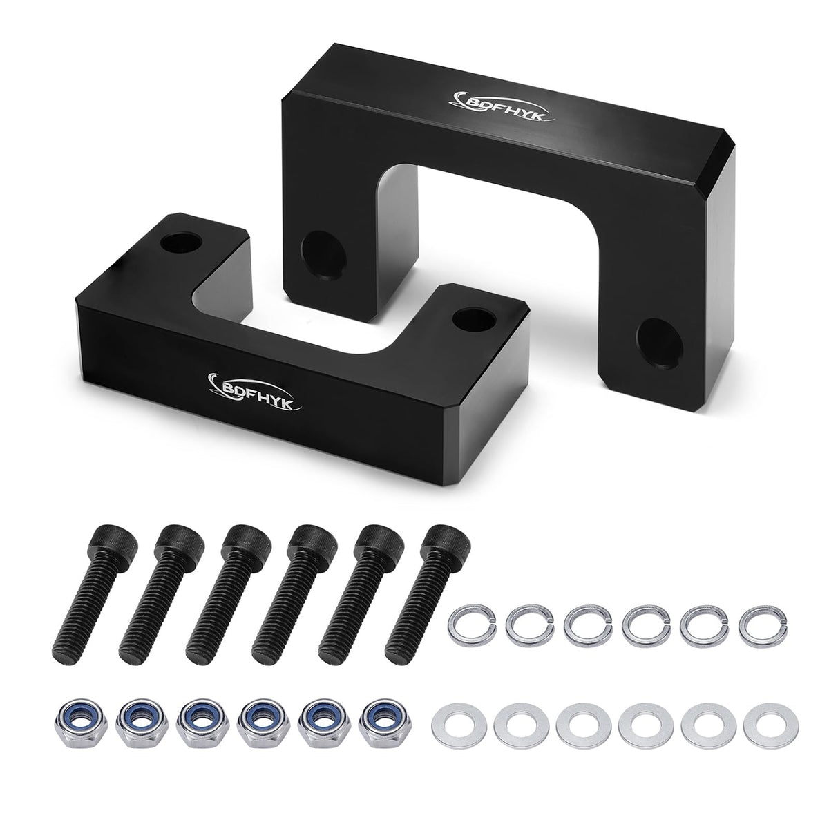 BDFHYK front leveling lift kit 2-inch for Silverado 1500 improves stance and tire clearance.