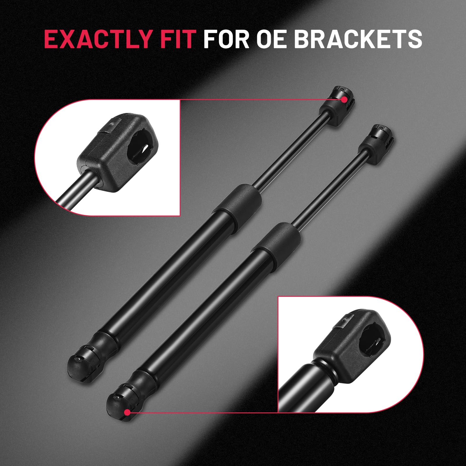 BDFHYK gas spring shown in extended and compressed states for comparison.