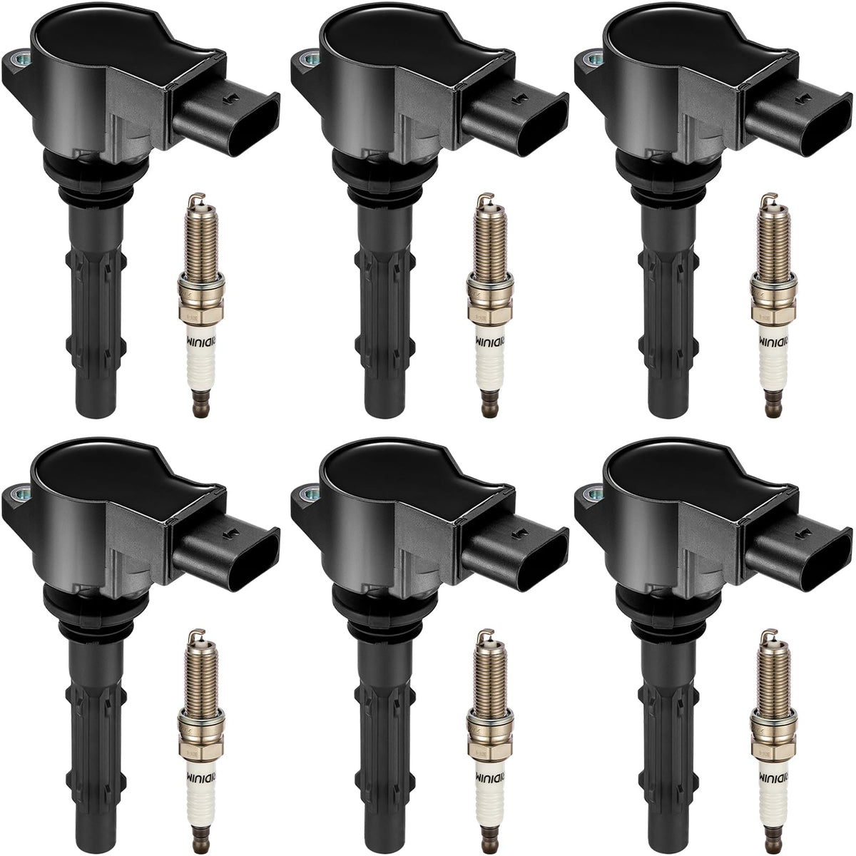 BDFHYK ignition coil pack UF535 close-up showing durable silicon steel construction for long life