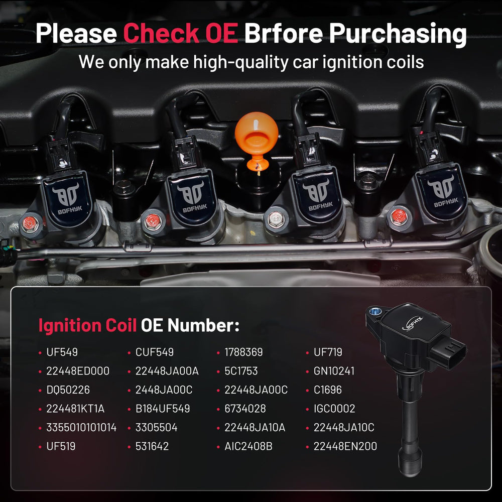 BDFHYK UF549 ignition coil for Nissan Sentra 4-pack delivers steady power