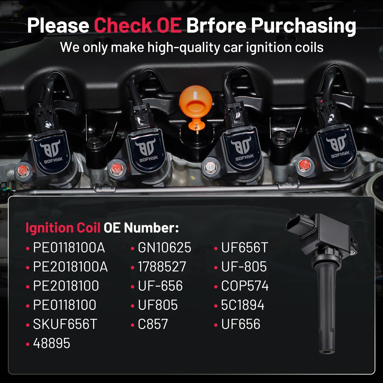 BDFHYK ignition coils installation manual included for simple swap