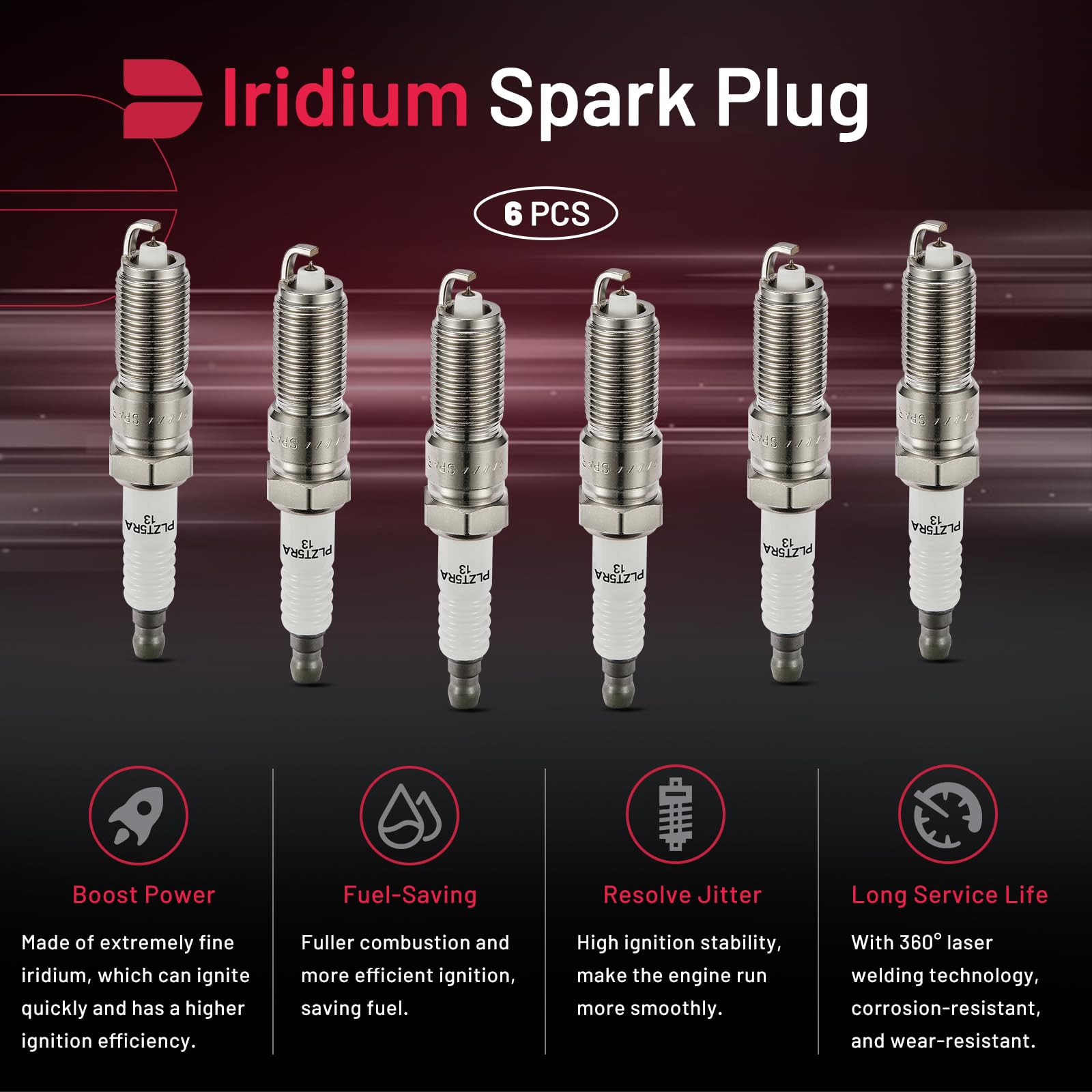 BDFHYK iridium spark plug center electrode detail highlights spark efficiency.