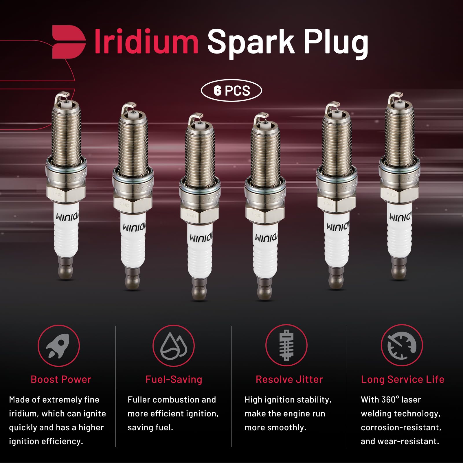 BDFHYK Iridium Spark Plug ceramic insulator provides strong insulation.