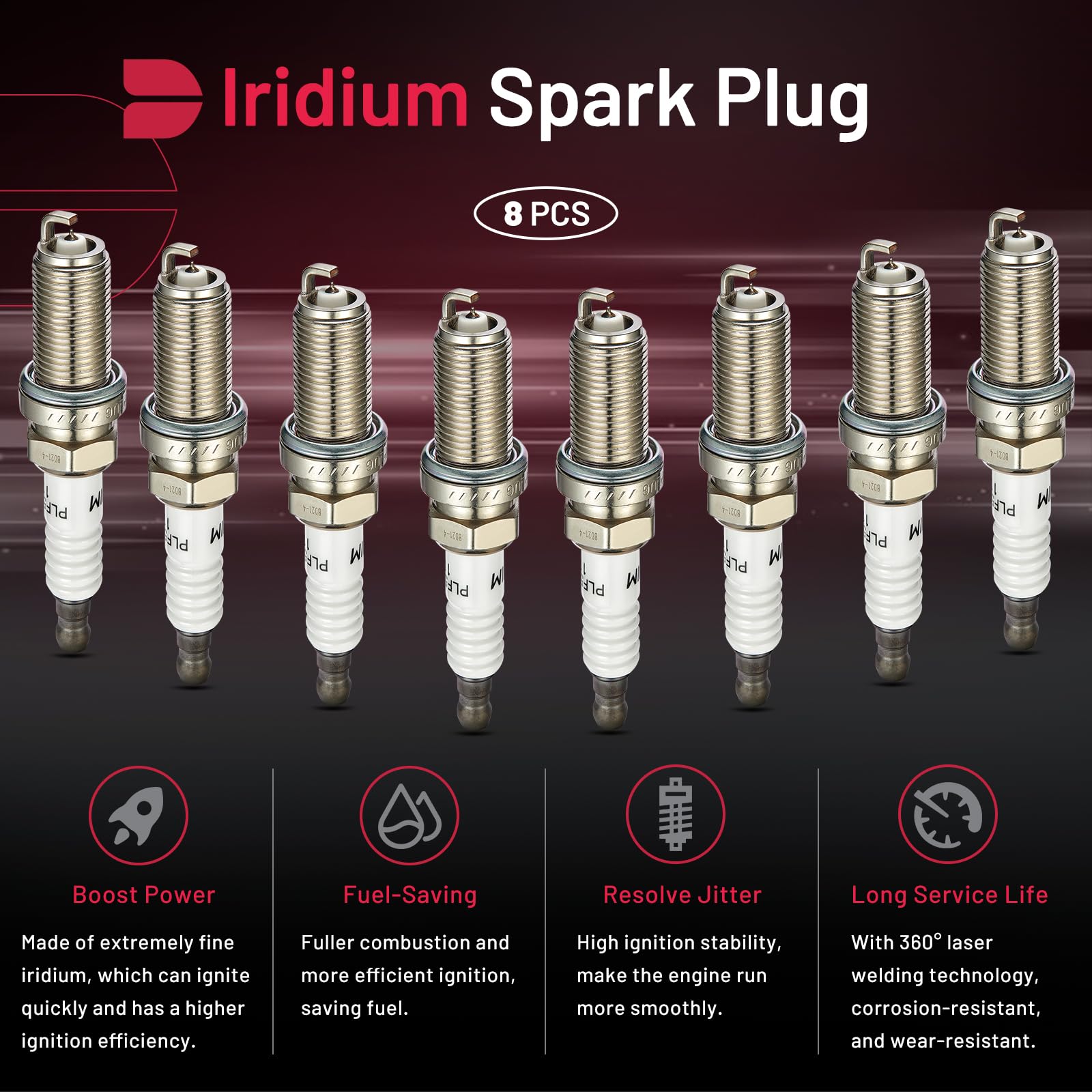 BDFHYK iridium spark plug installed on an engine bay for quick starts.