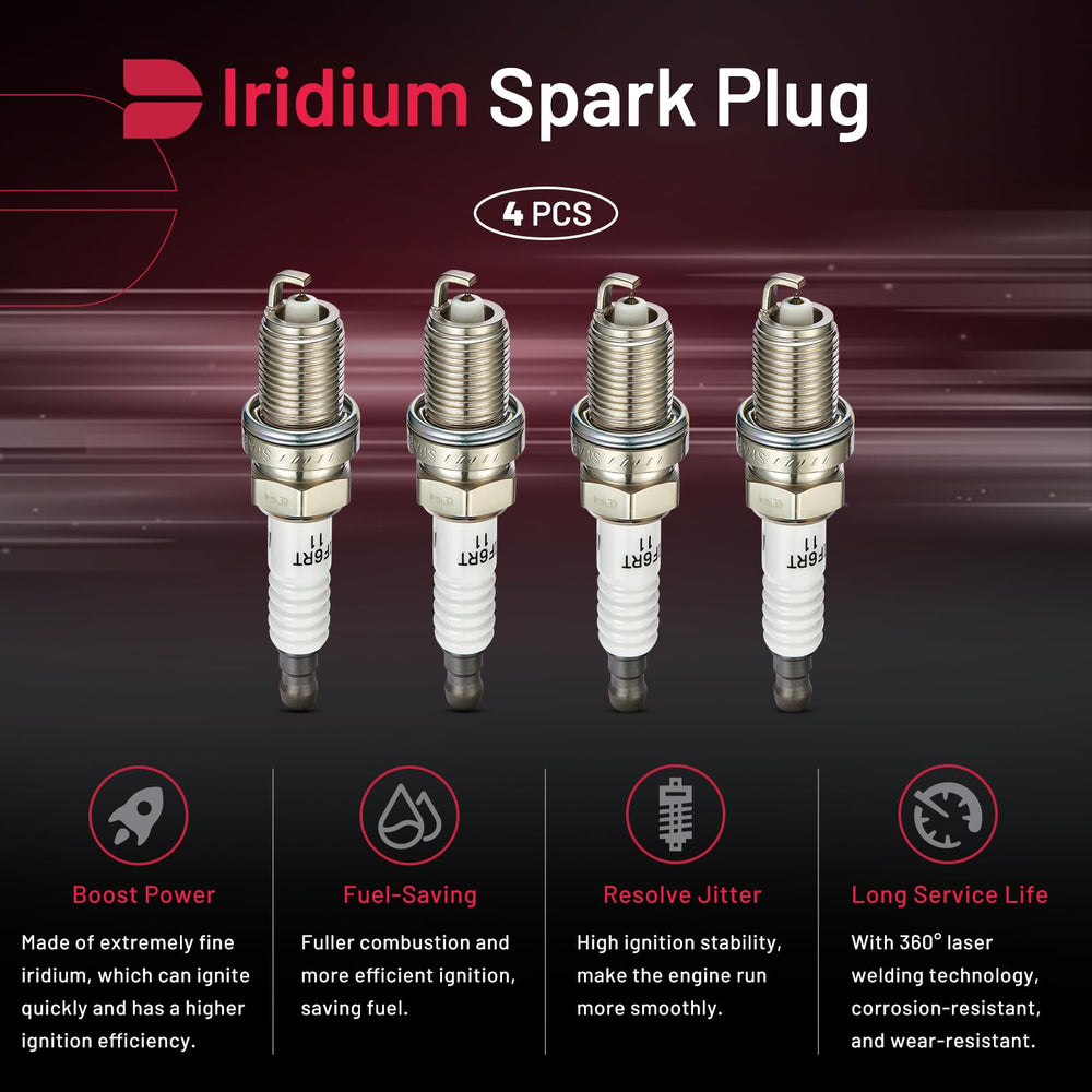 BDFHYK iridium spark plug set for Toyota Matrix, enhances combustion efficiency and consistency.