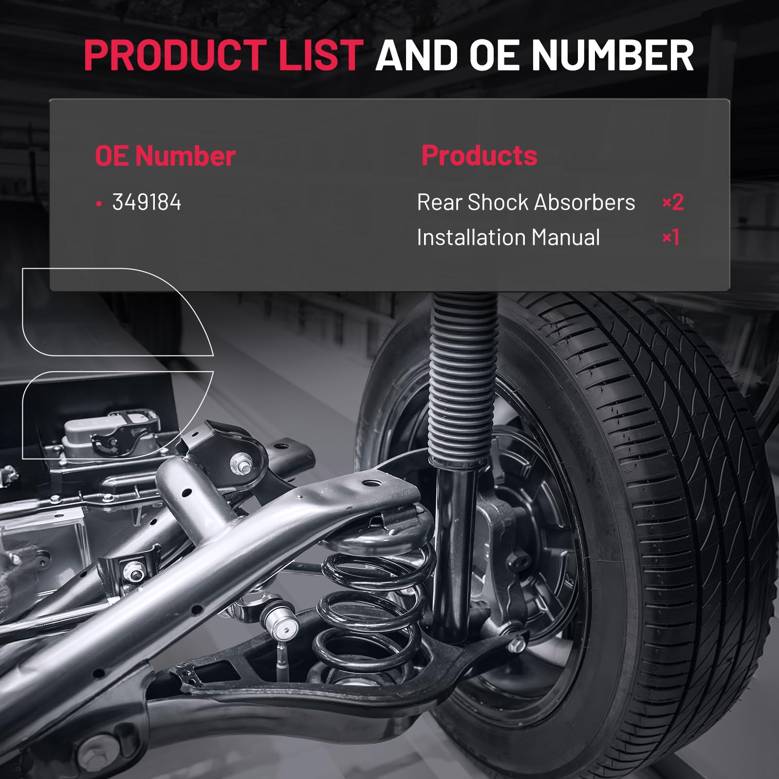 BDFHYK OE 349184 rear shock absorber reference for easy identification