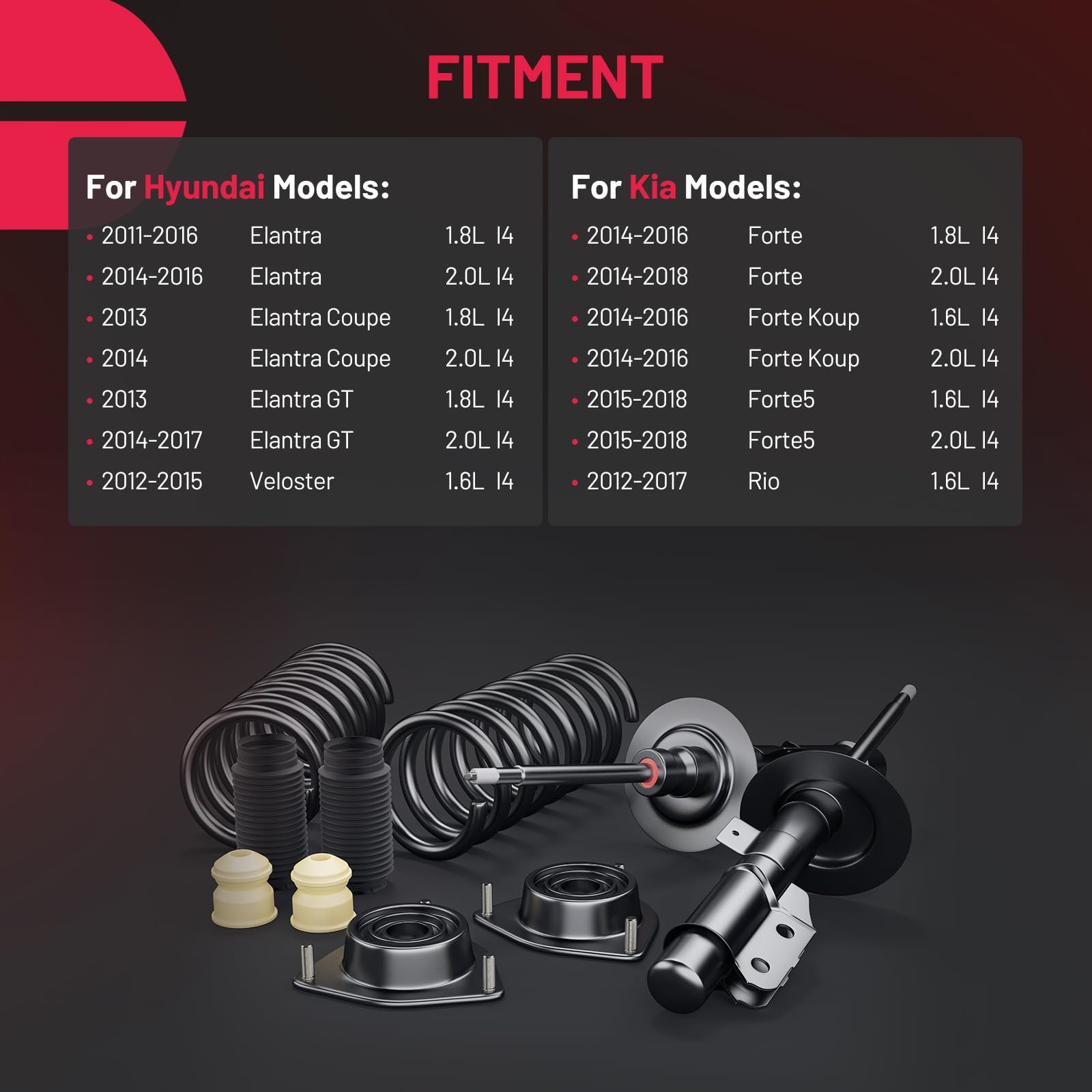 BDFHYK rear shock absorbers for Veloster 2012-2015 reduce cabin vibration