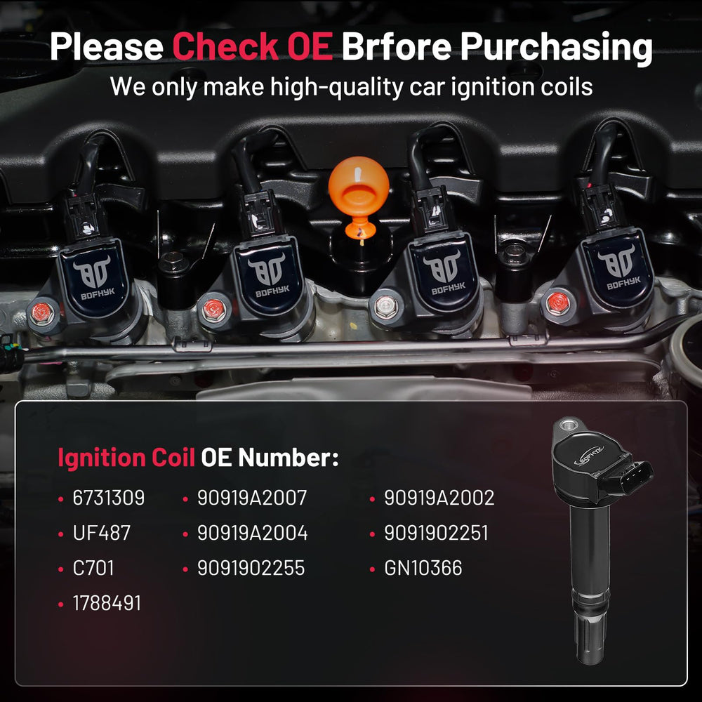 BDFHYK UF487 coil side view demonstrates compact profile for engine bay fit.