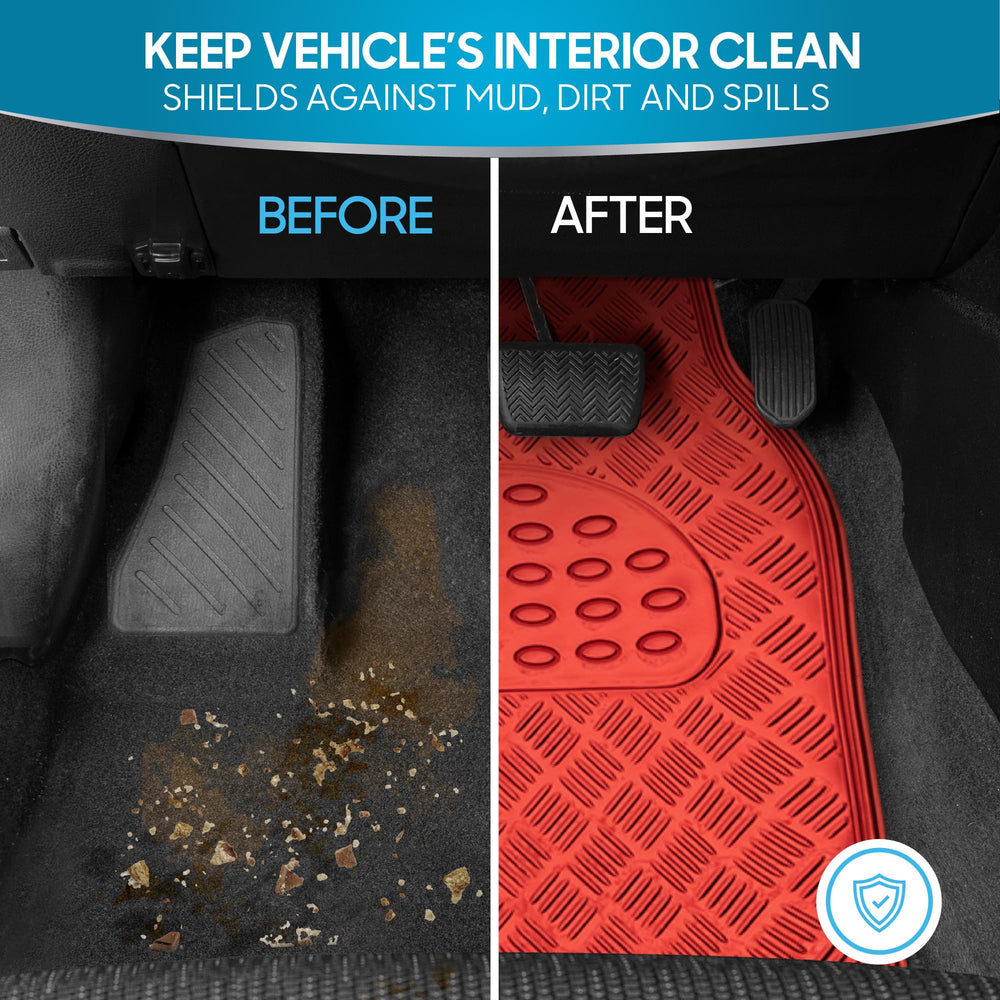 BDK all-weather protection front mats keep interior dry after rain.
