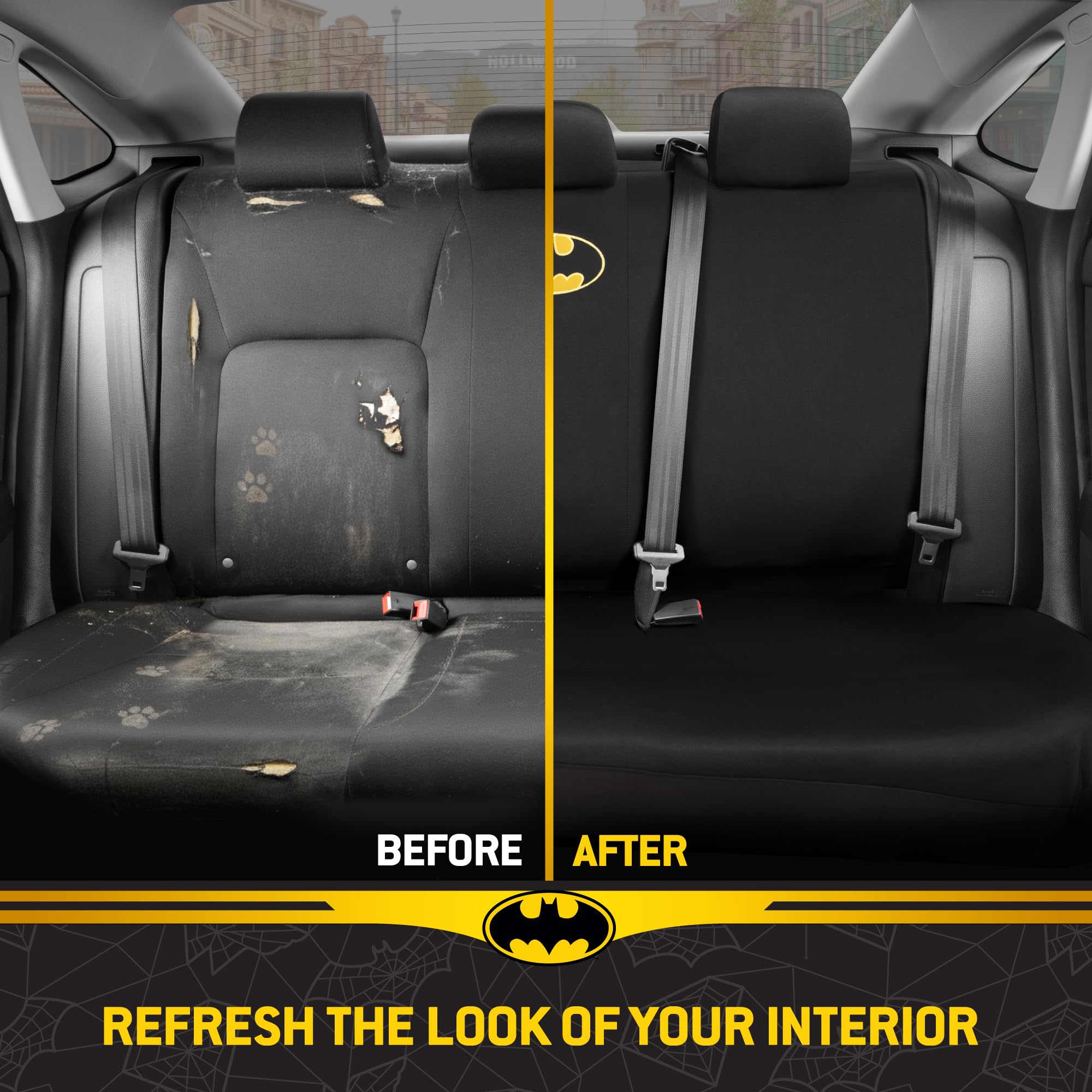 BDK Batman seat covers show side airbag compatibility for safety