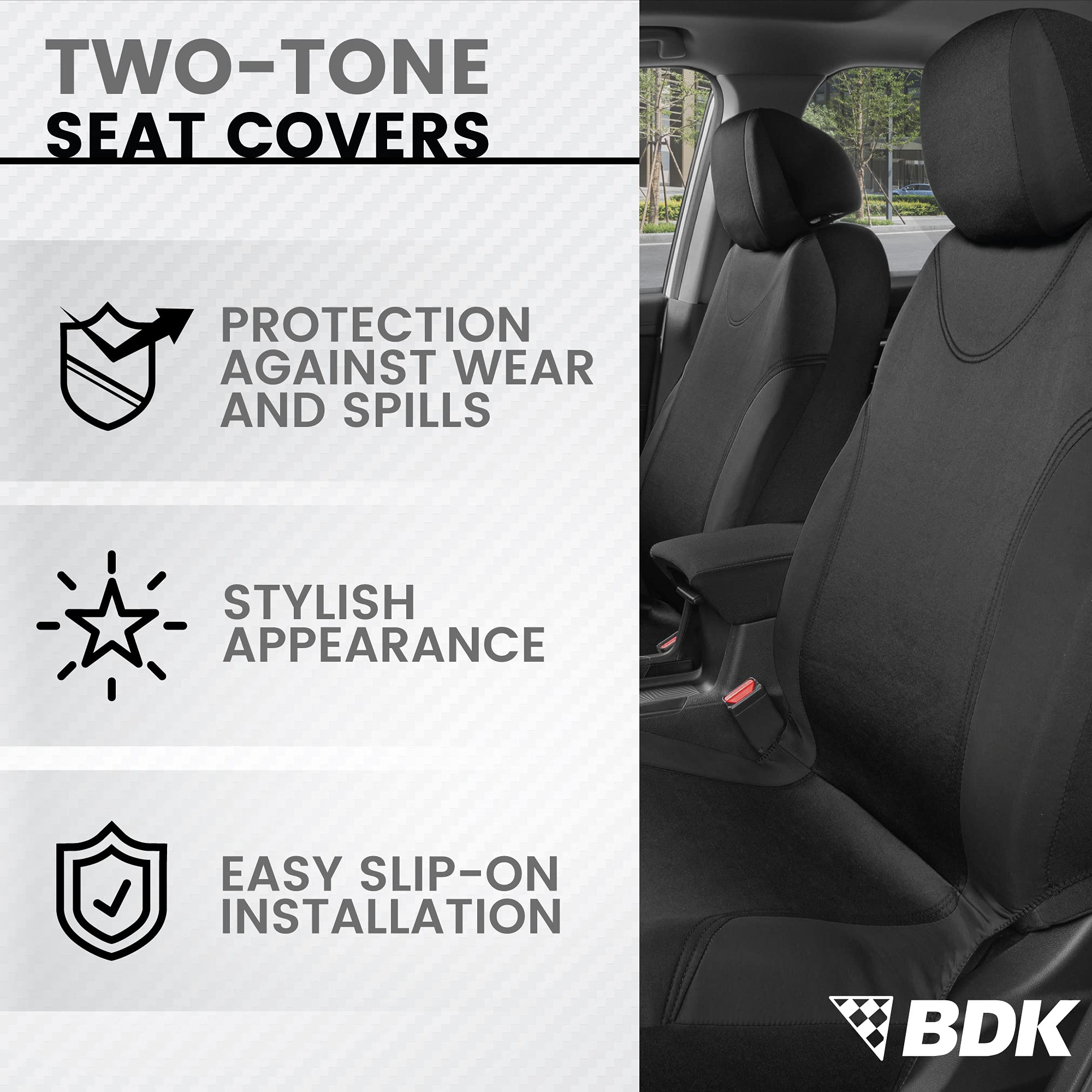 BDK black rear bench cover protecting the back seat during family trips