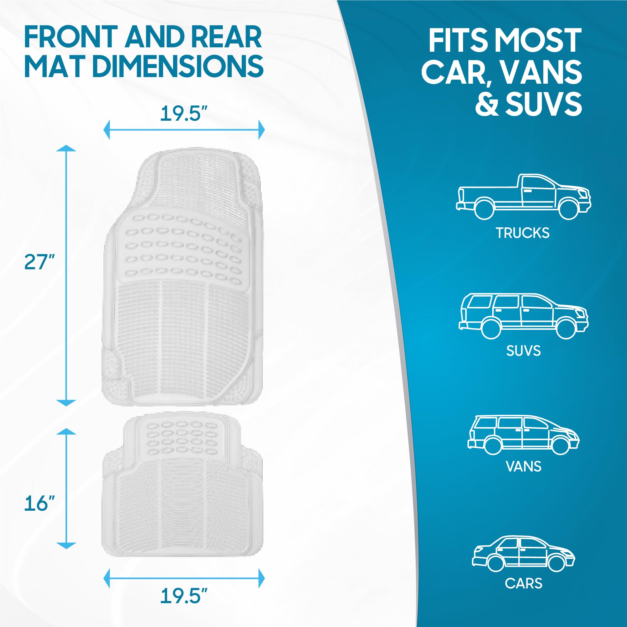 BDK easy-clean rubber mats wipe down quickly after use.