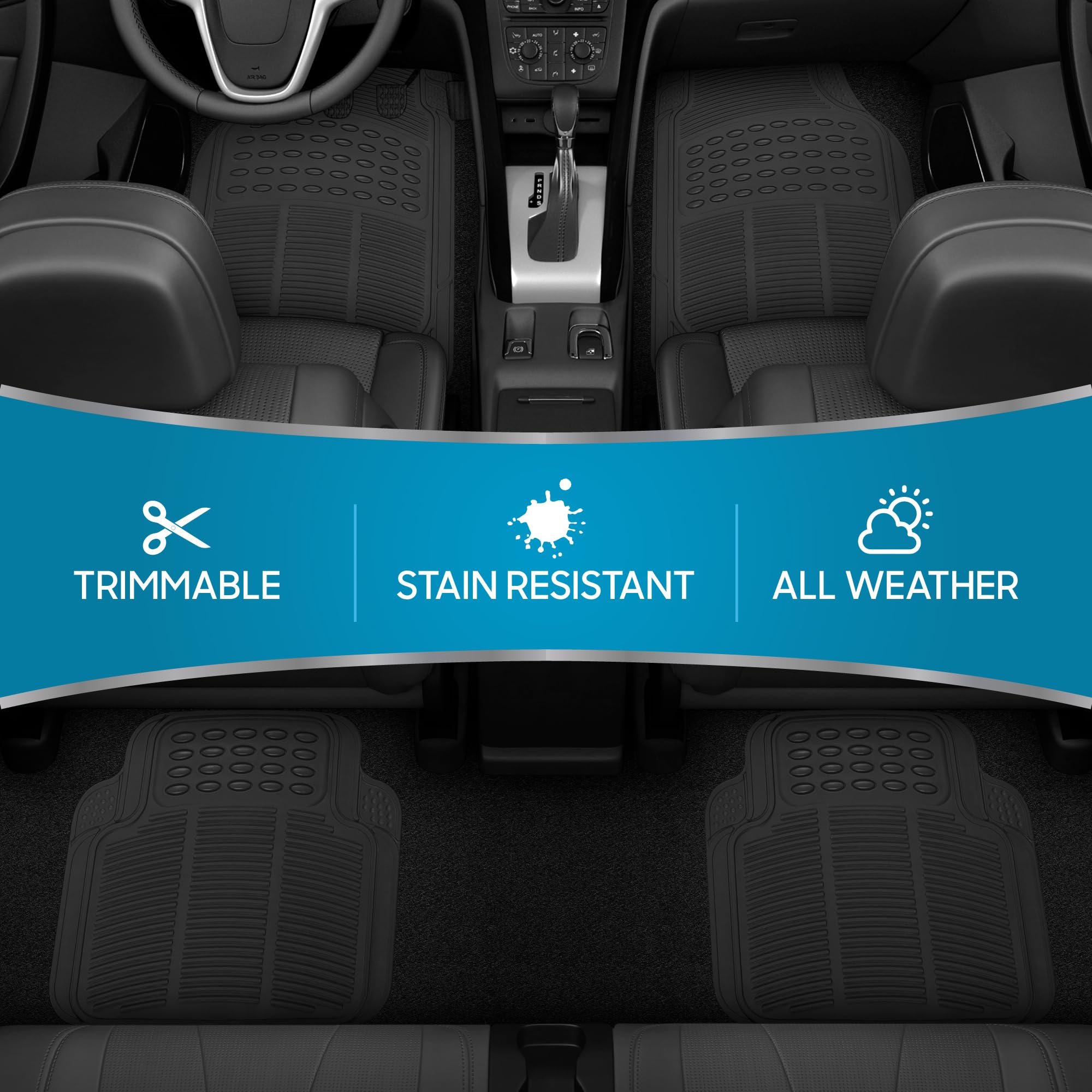 BDK all-weather rear mat shields the back seats from dirt and moisture.
