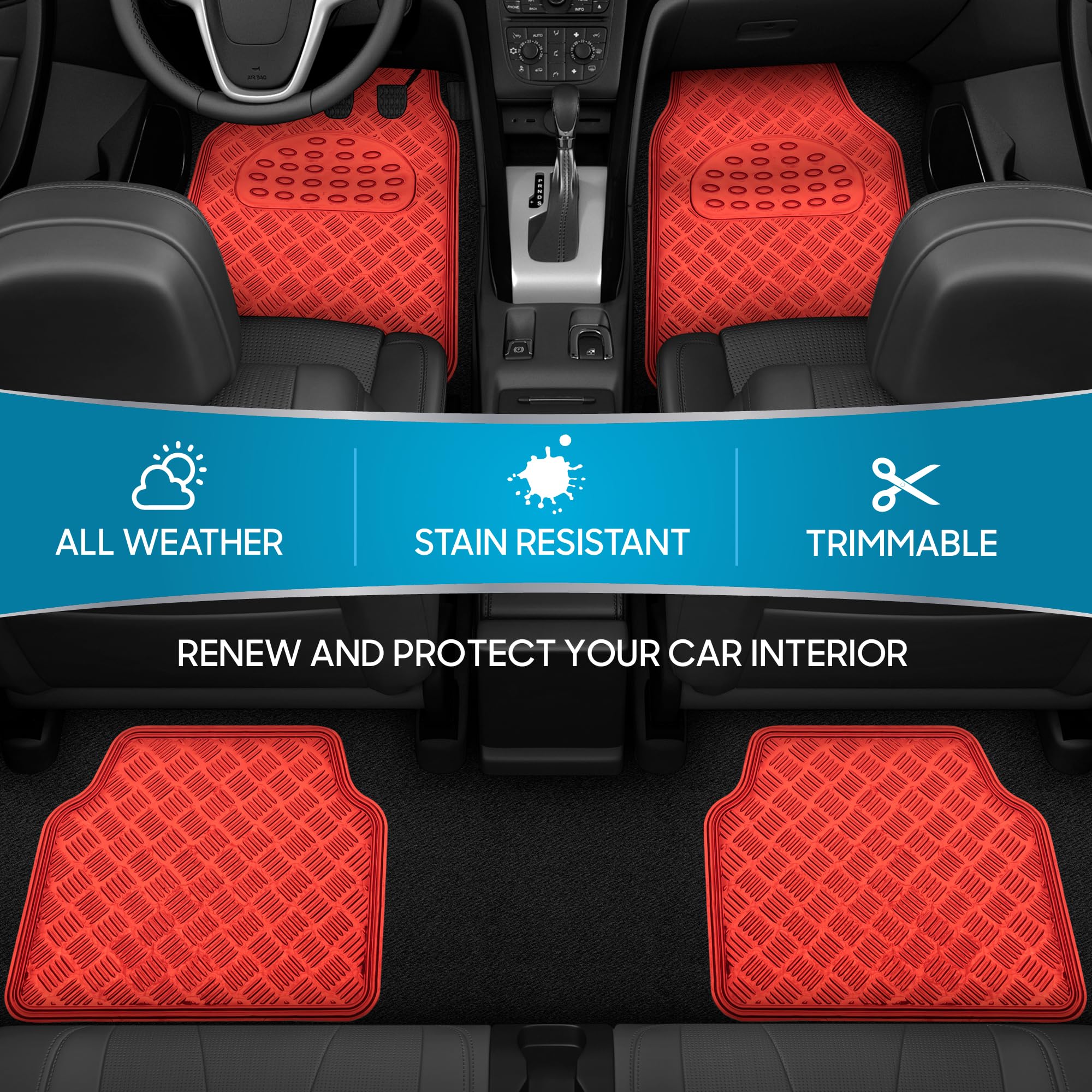 BDK Metallic Chrome universal-fit car floor mats fit most cars and SUVs.