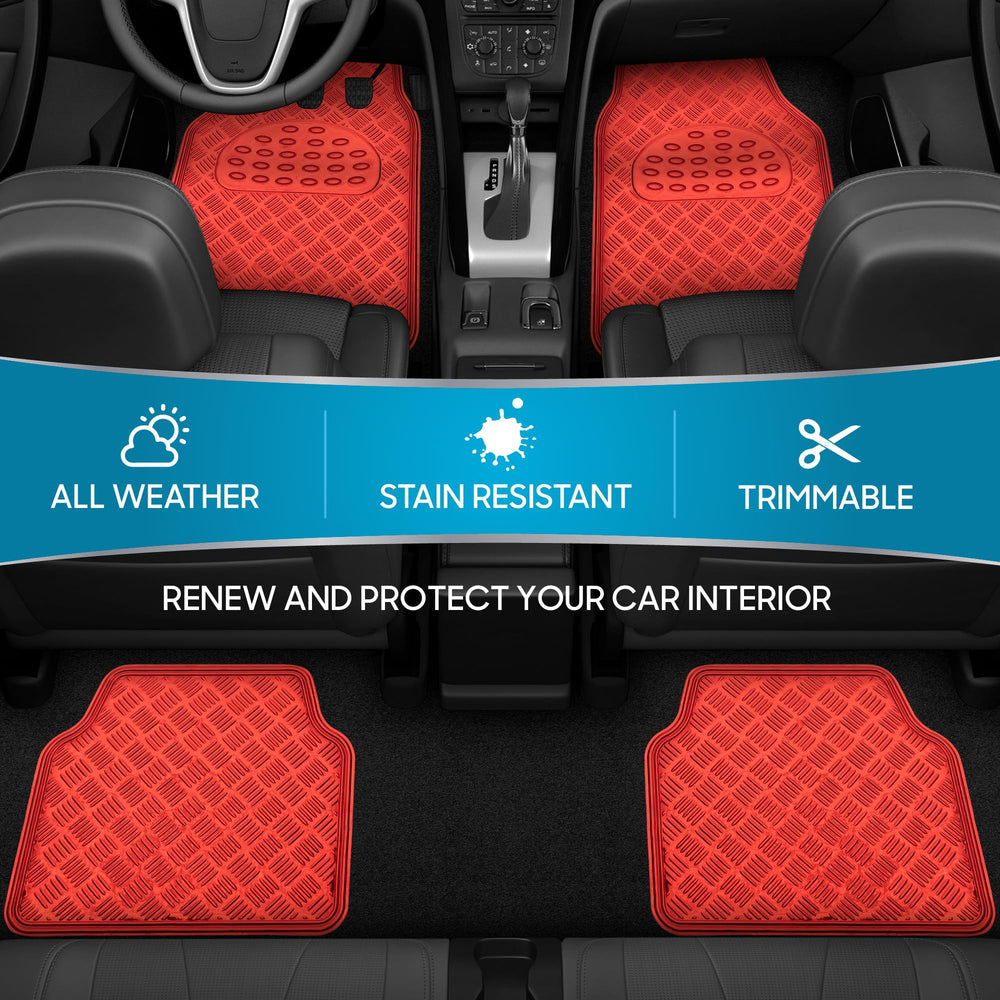 BDK Metallic Chrome universal-fit car floor mats fit most cars and SUVs.