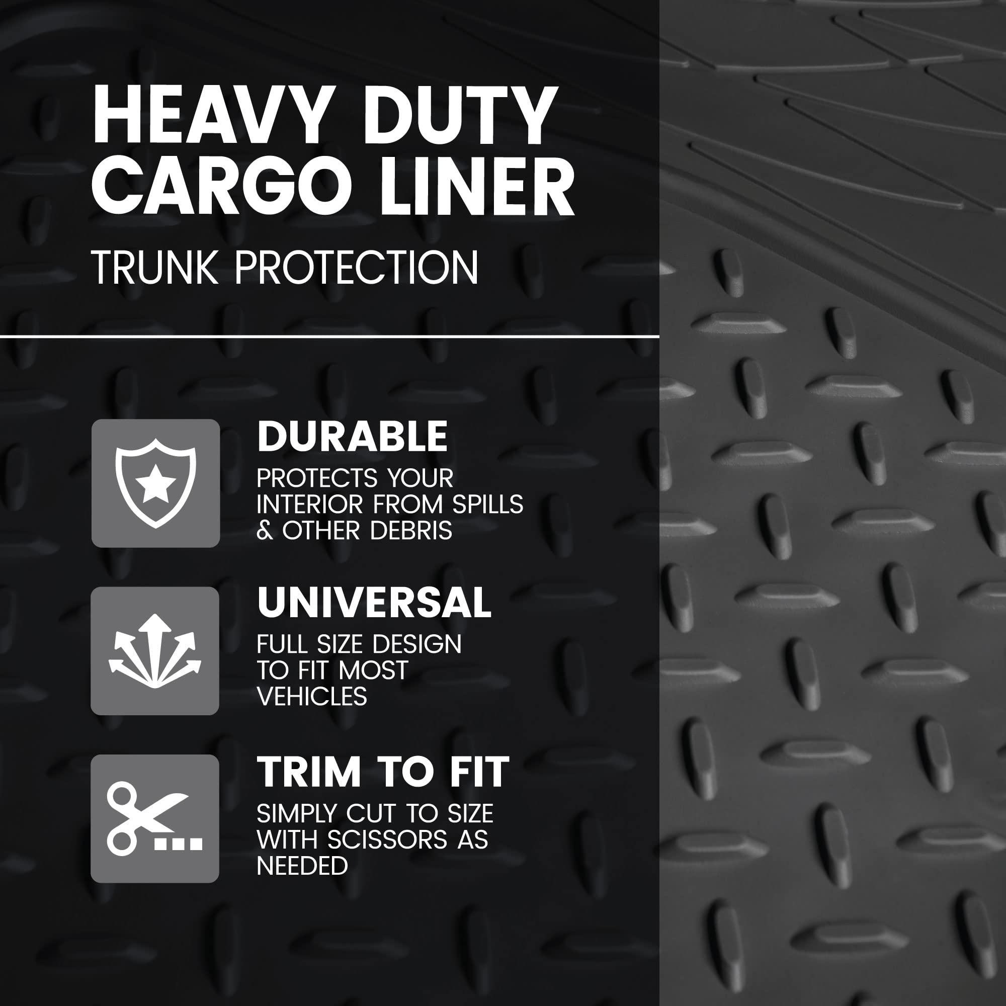 BDK MT-785v2 cargo liner folded to fit your trunk space.