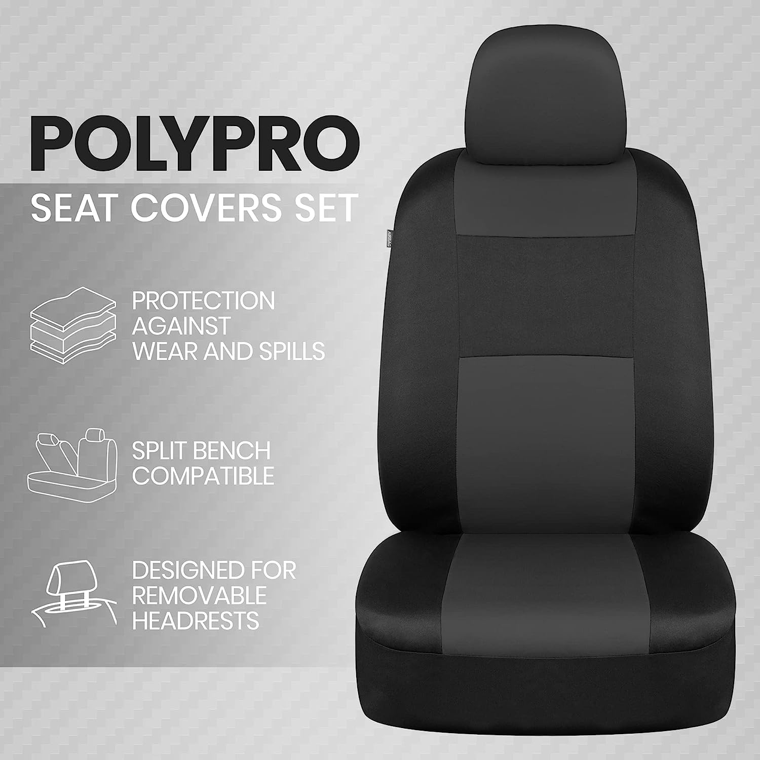 BDK PolyPro front seat cover seat-fit demo shows secure, universal protection.