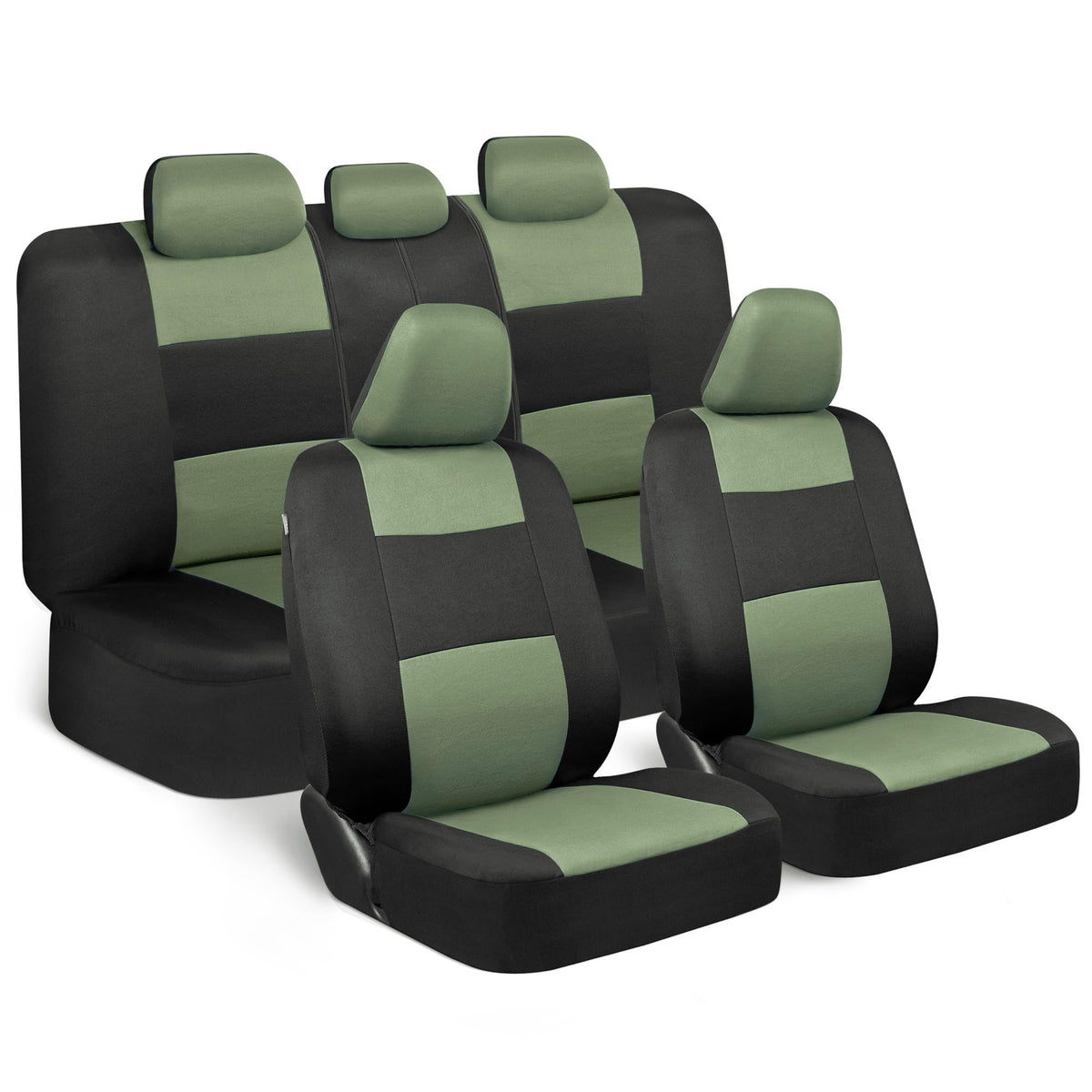 BDK PolyPro front seat cover in green-on-black protects against dirt.