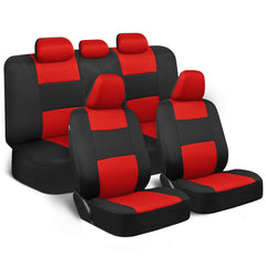 BDK PolyPro front seat cover in red on black protects against wear and spills