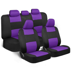 BDK PolyPro front seat covers in purple on black for enhanced interior protection.