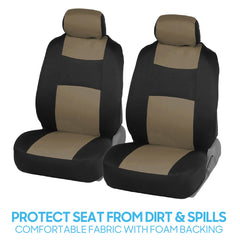 BDK PolyPro headrest covers in beige on black add style while guarding against stains