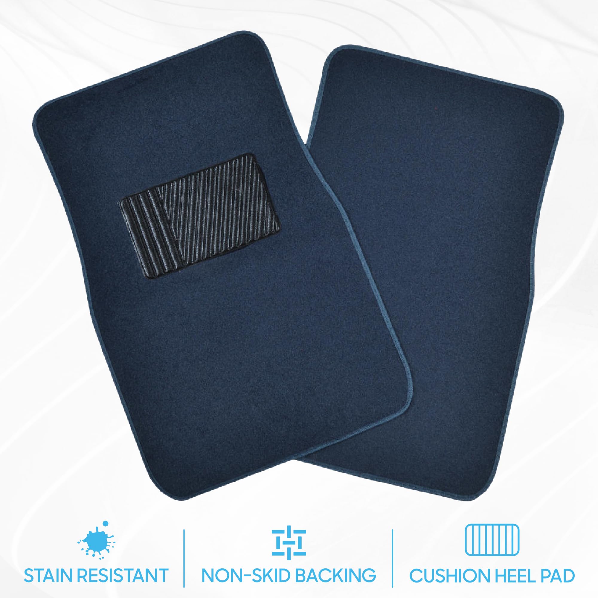 BDK Premium Blue car mats rear mats setup demonstrates full coverage for SUVs and trucks.