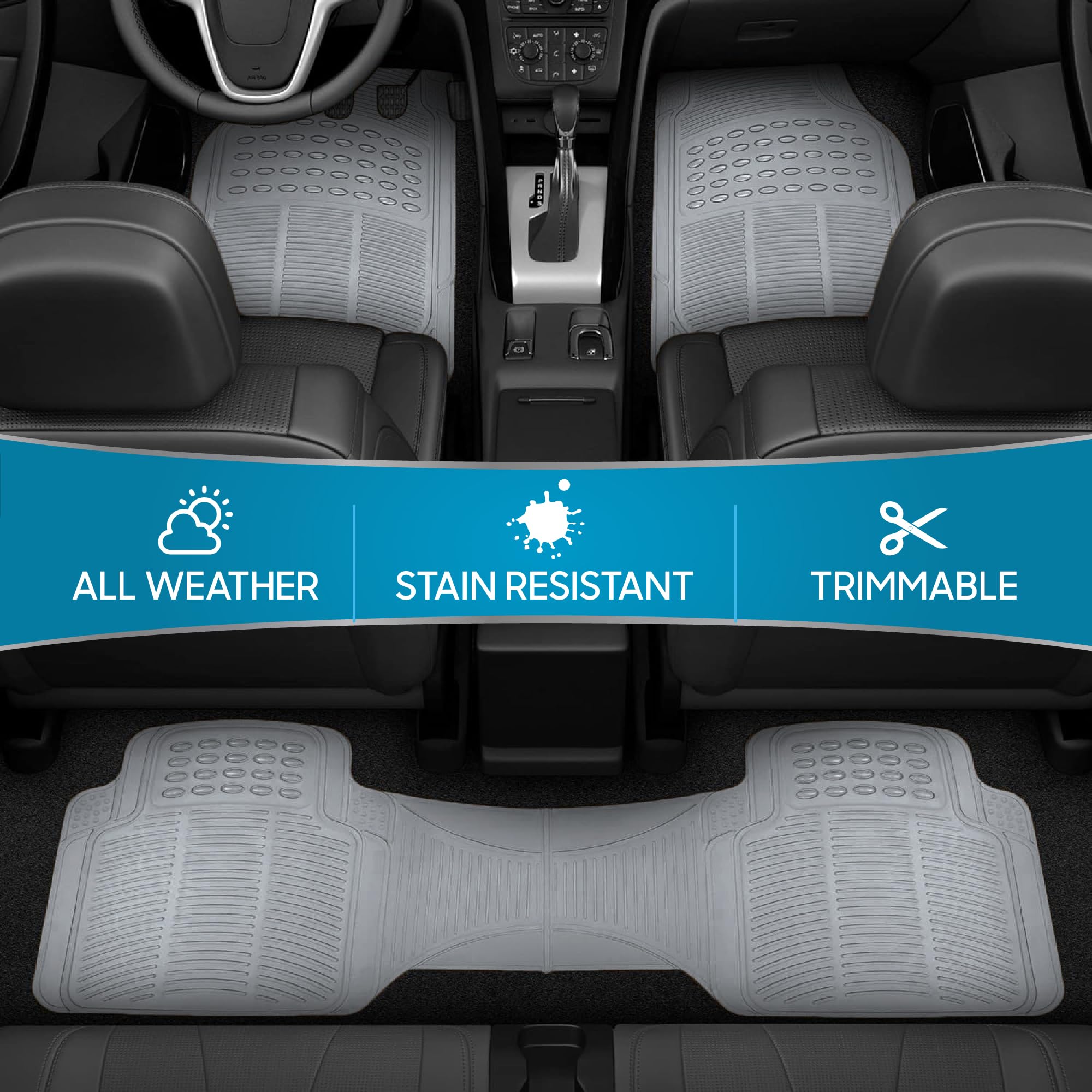 BDK ProLiner anti-slip-bottom mats prevent shifting on carpet.