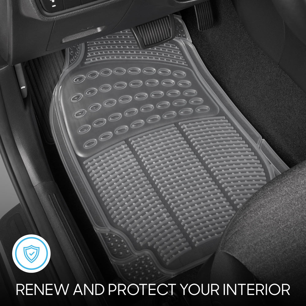 BDK clear rear floor mat showing spill protection for passengers