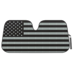 BDK USA american flag accordion sunshade front view reduces glare and protects dashboard.