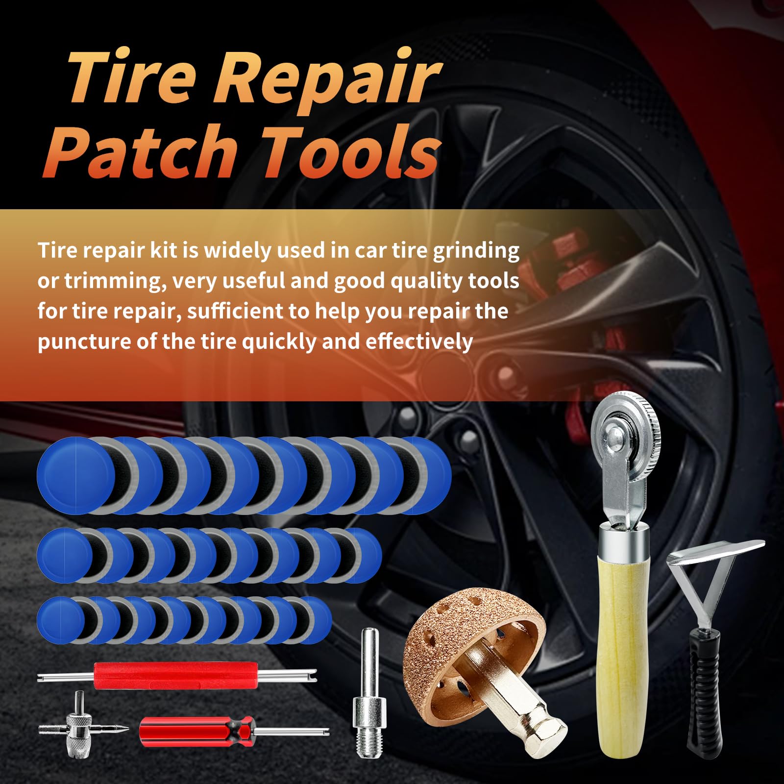 BDYAQGC 32/42/58mm tire patches offering versatile repair coverage.