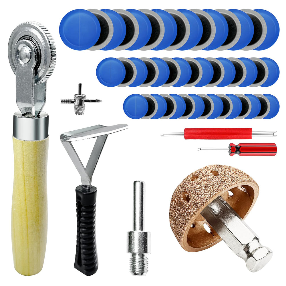 BDYAQGC 42mm tungsten buffing wheel for tire surface prep and patch adhesion.
