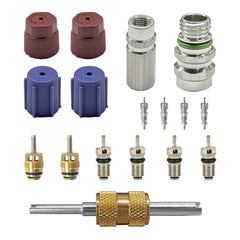 BDZMC valve core kit package view showing complete contents for car A/C service