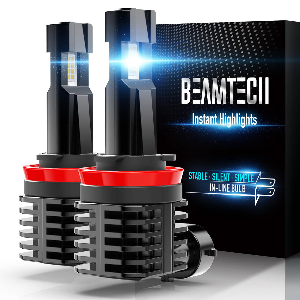 BEAMTECH H11 fog light bulb with fanless design for quiet operation.