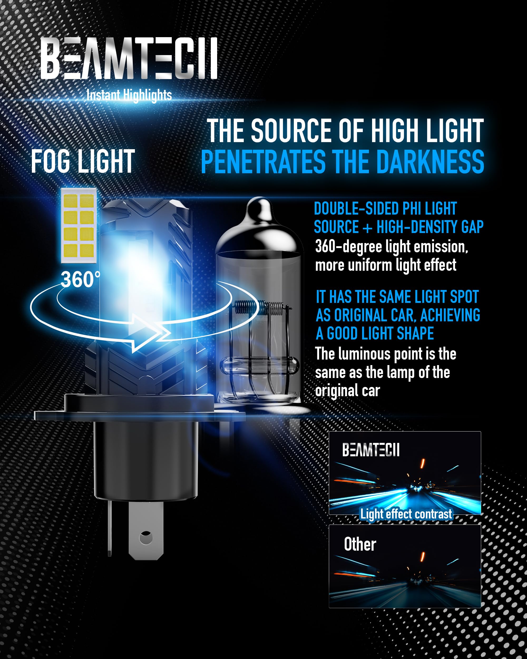 BEAMTECH H4 plug-and-play fog bulb installation