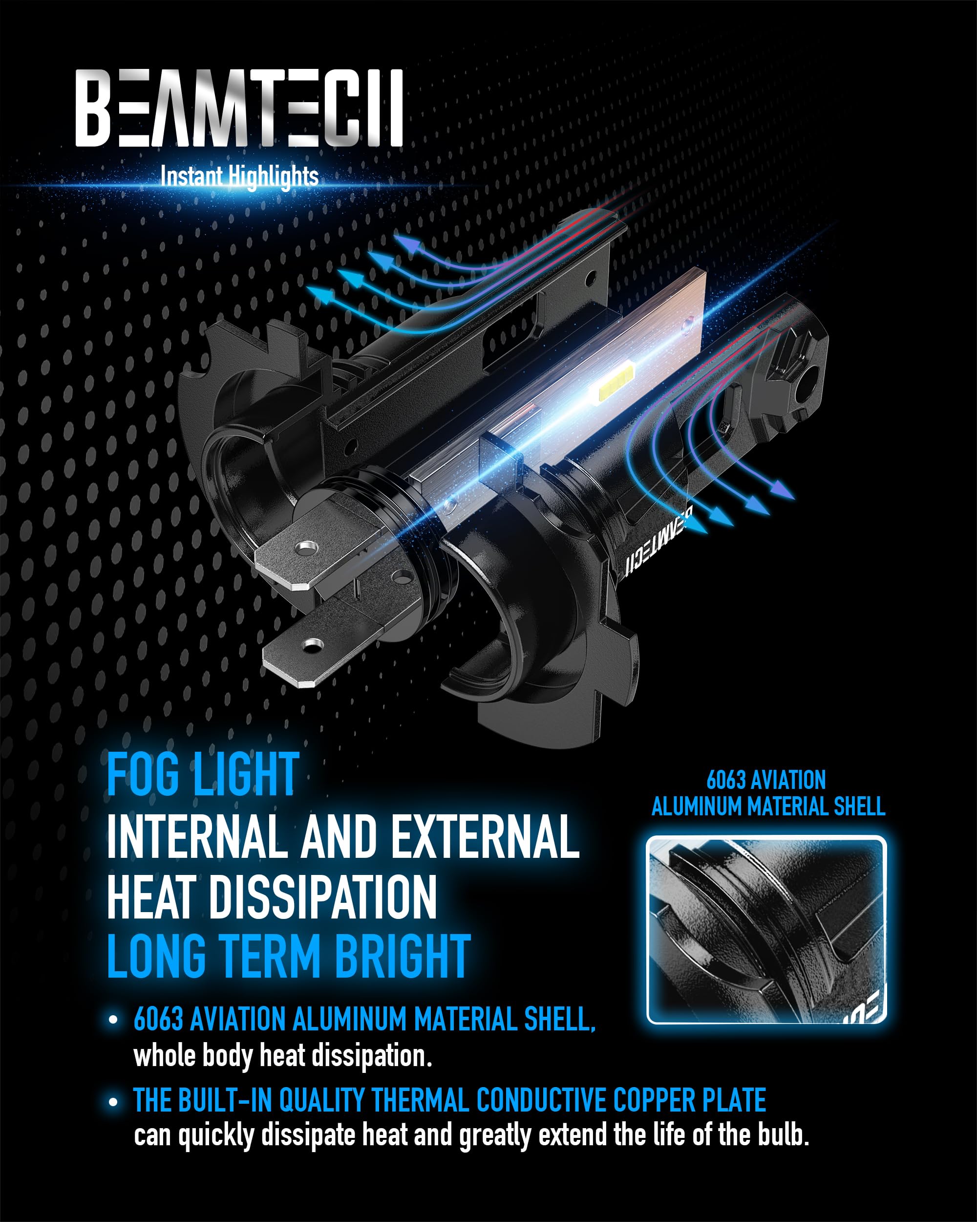 BeamTech H7 2-pack fog lights ready to install.