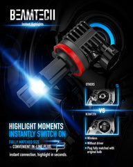 6500K xenon white glow from BEAMTECH improves night visibility.