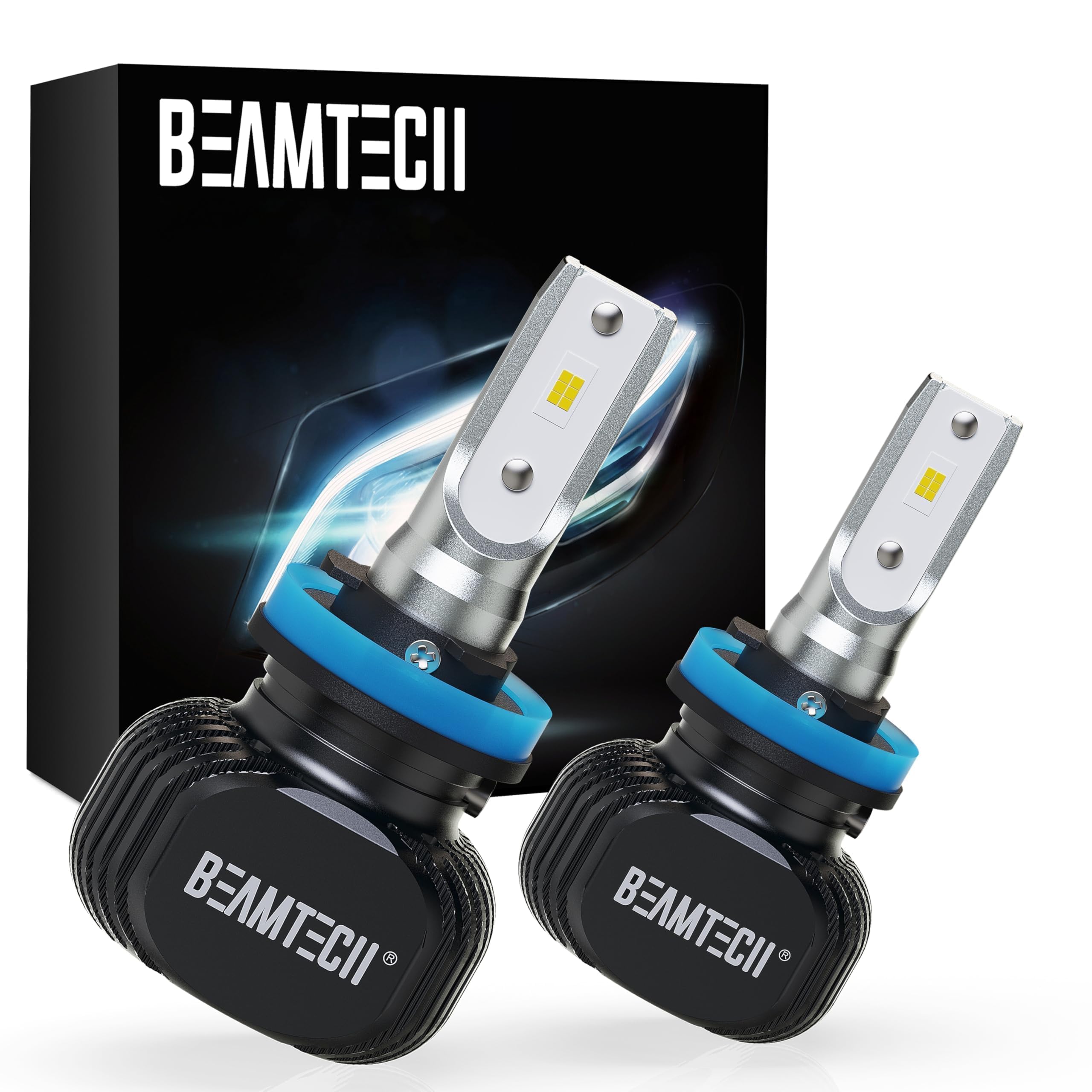 BEAMTECH S1 H11 bulbs in packaging highlighting easy installation