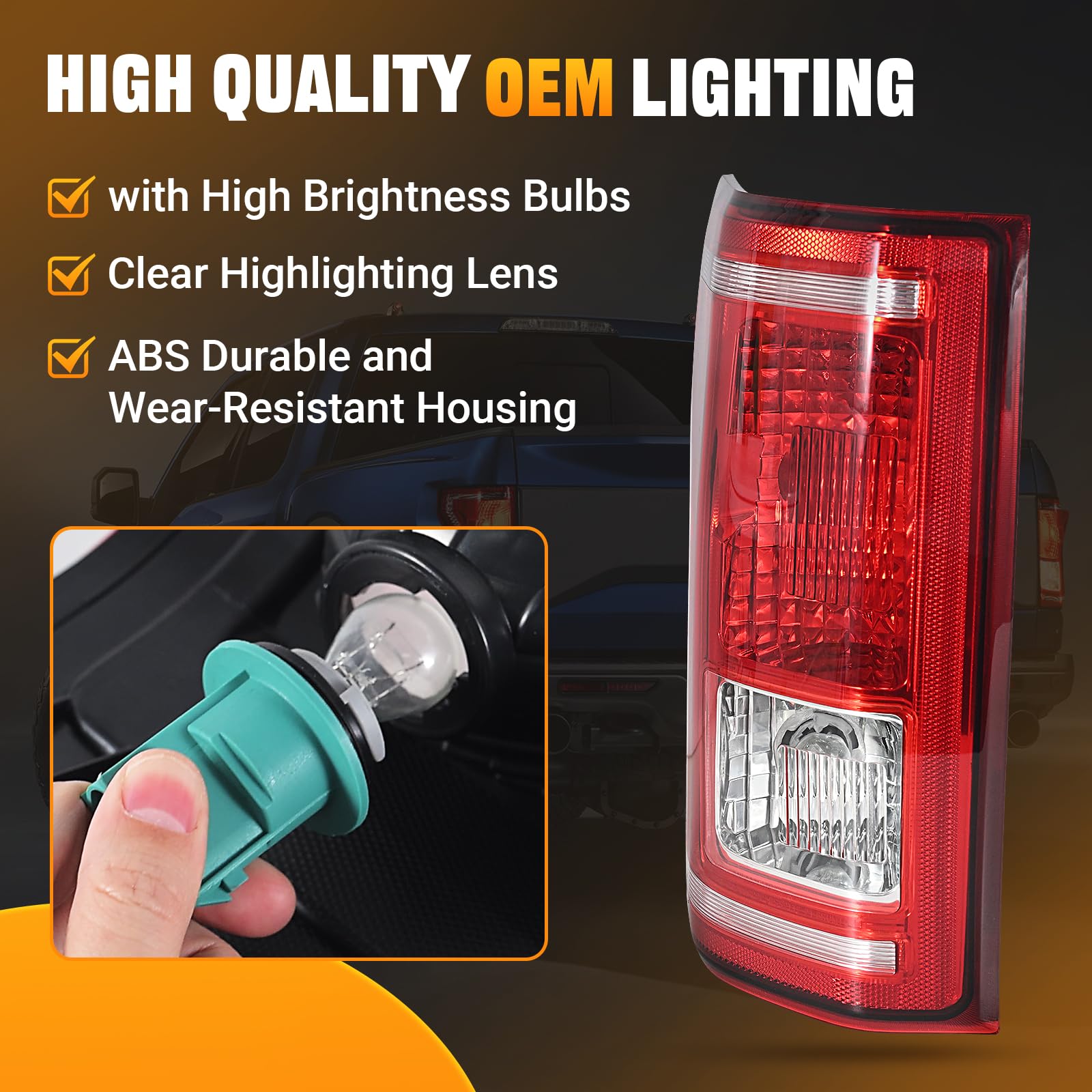 BeamTrack tail light with rugged ABS housing for weather resistance