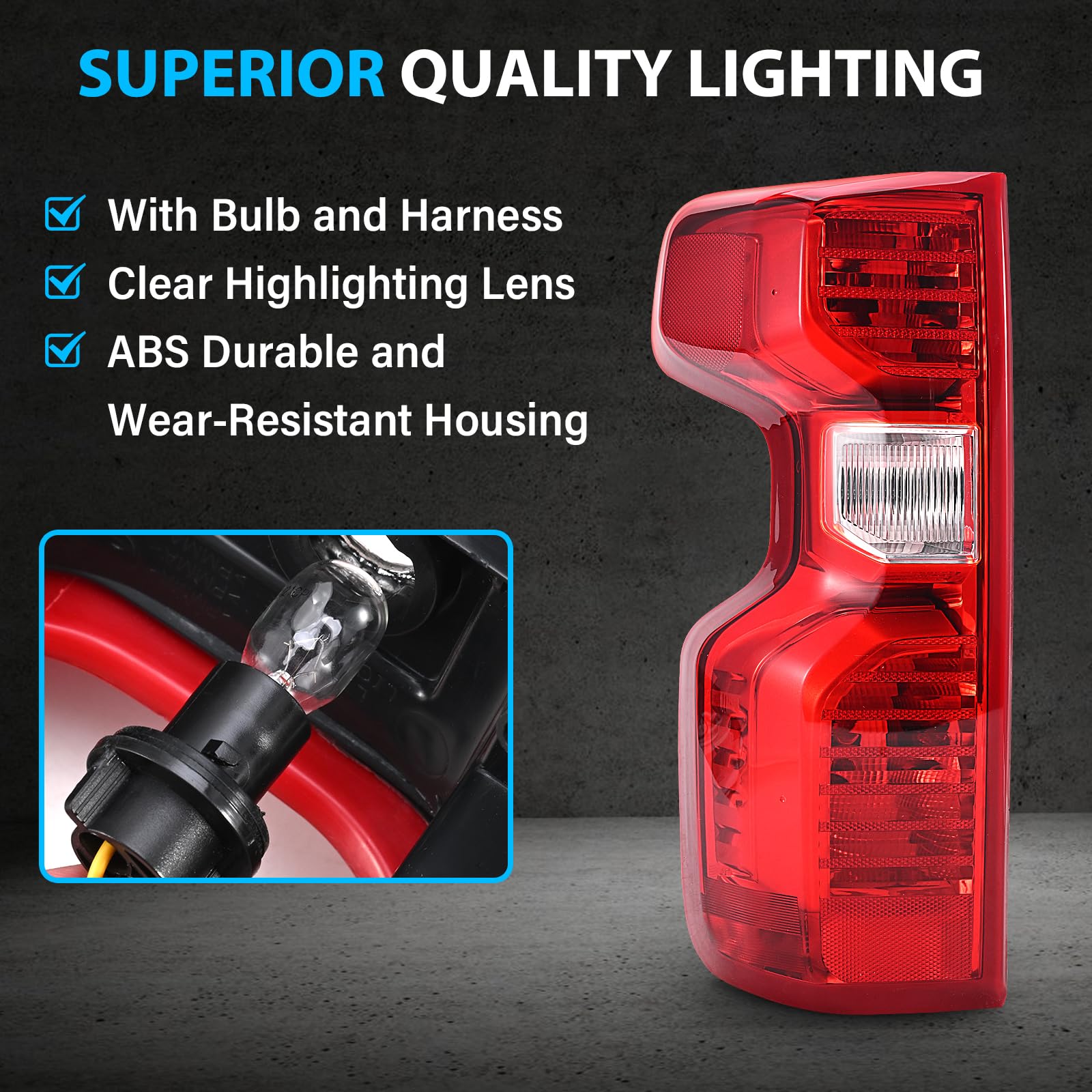 BeamTrack halogen tail light for Silverado 2019–2024 fits non-LED models