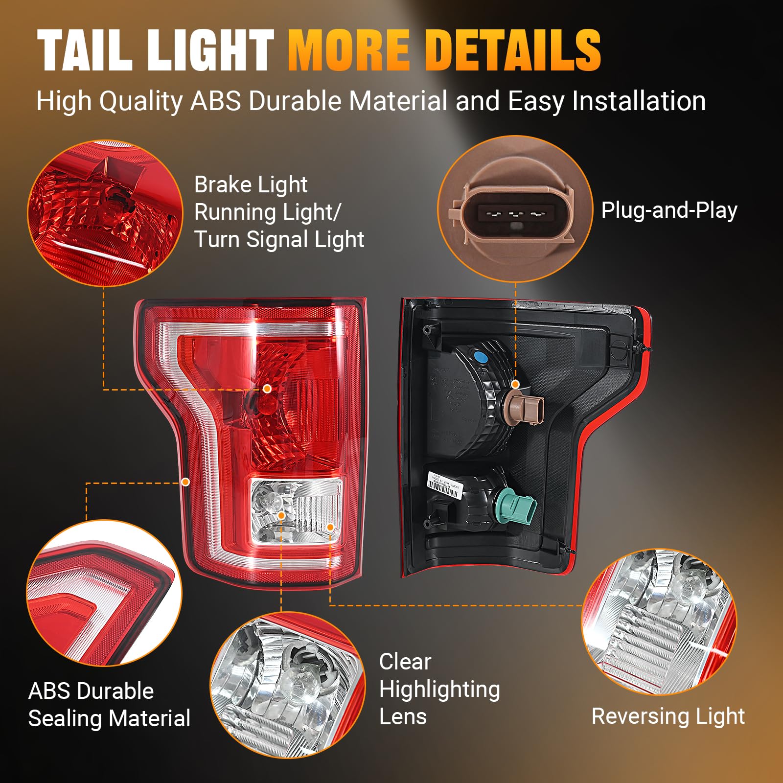 BeamTrack left driver-side taillight with durable ABS housing