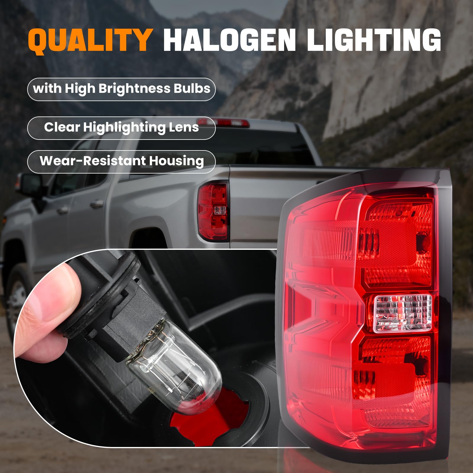 BeamTrack tail light harness with two plugs for Silverado year split.